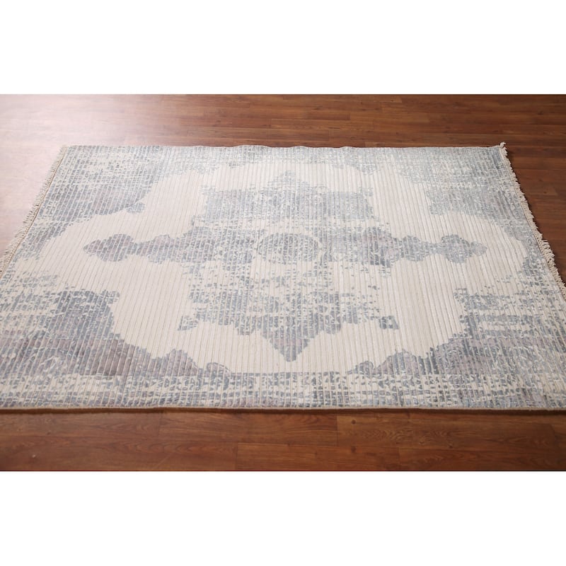 Contemporary / Abstract Accent Rug Handmade Wool Carpet - 3'11"x 5'8"