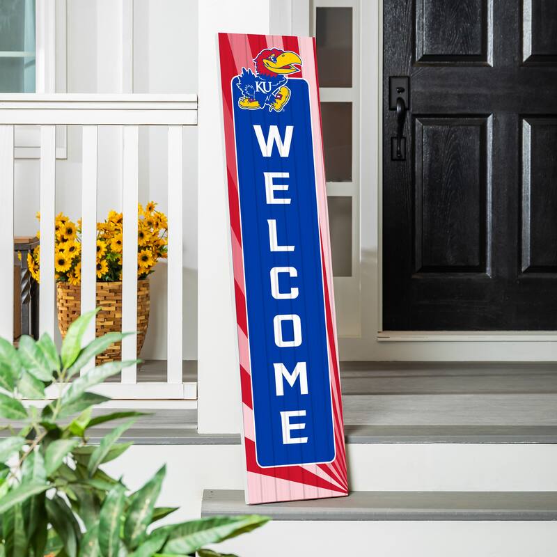 47" Porch Leaner Welcome Wall Sign, University of Kansas - Blue