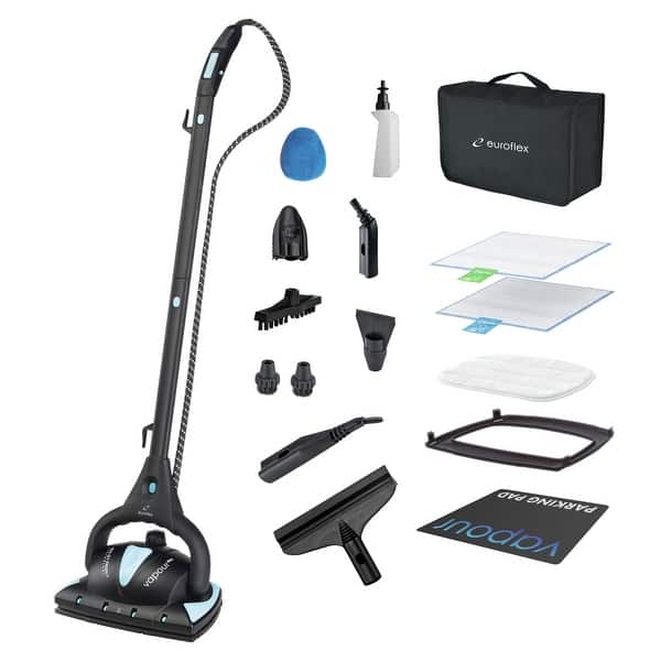 slide 2 of 13, Euroflex Vapour Pro 20-Piece All-in-One Steam Mop with Built-In Portable Steam Cleaner - Refurbished Steam
