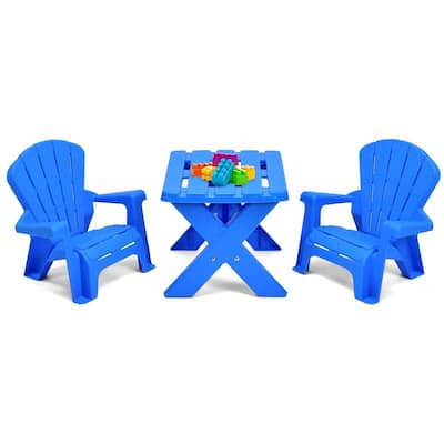 3-Piece Plastic Children Table Chair Set - Table size: 19.5'' x 16'' x 15'