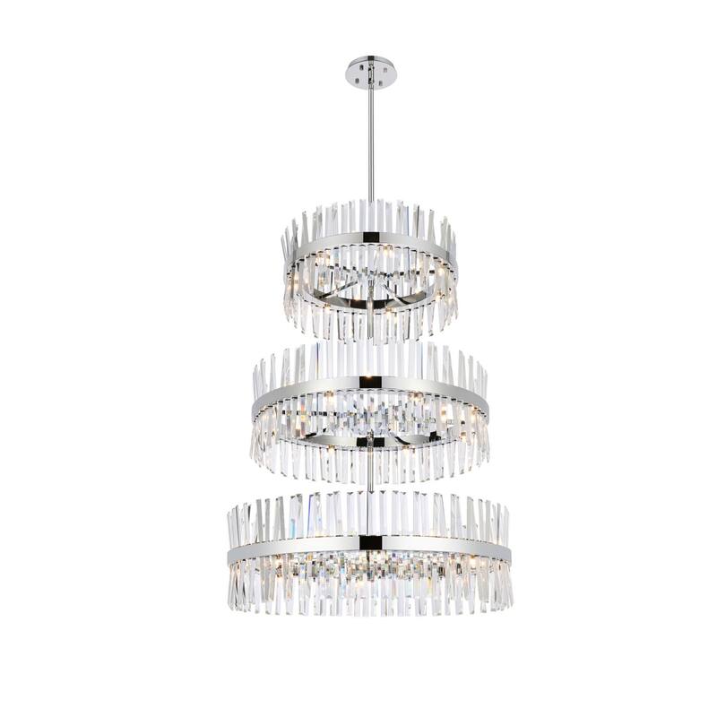 Indigo Home 36 inch 3 tiers crystal round chandelier light