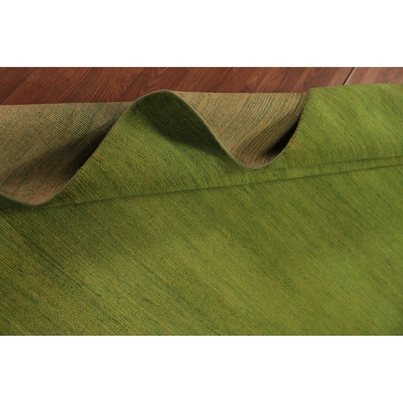 Green Gabbeh Modern Area Rug Hand-Knotted Wool Carpet - 4'9" x 6'4"