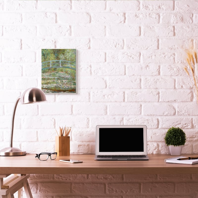 Stupell Bridge Over Lilies Monet Classic Painting,10 x 15, Wood Wall Art