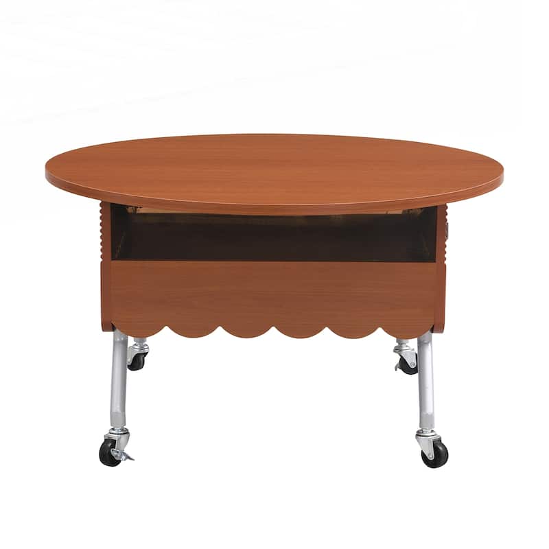 Round Lift-Top Coffee Table with Wheels