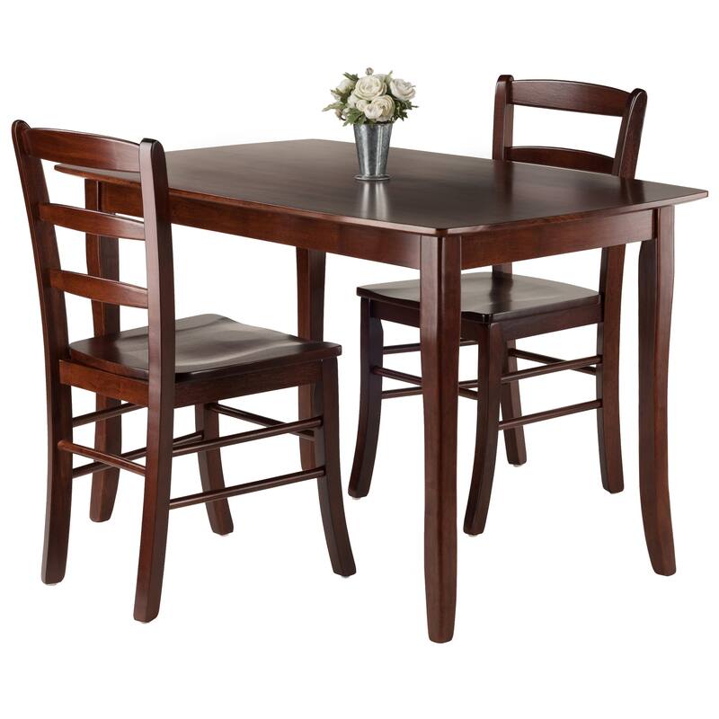 3-Pc Dining Table with Ladder-back Chairs, Walnut