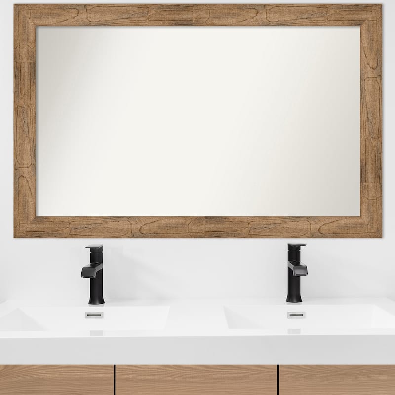 Owl Brown Framed Non-Beveled Custom Wall Mirror, Bathroom Vanity Mirror