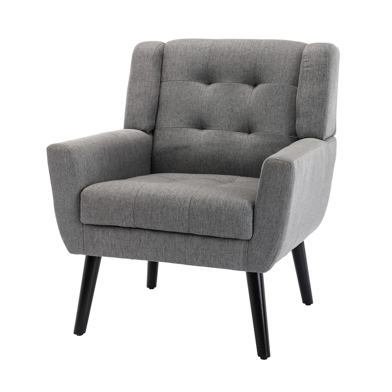 Modern Soft Linen Ergonomics Accent Chair Living Room Chair Bedroom Chair Home Chair With Black Legs