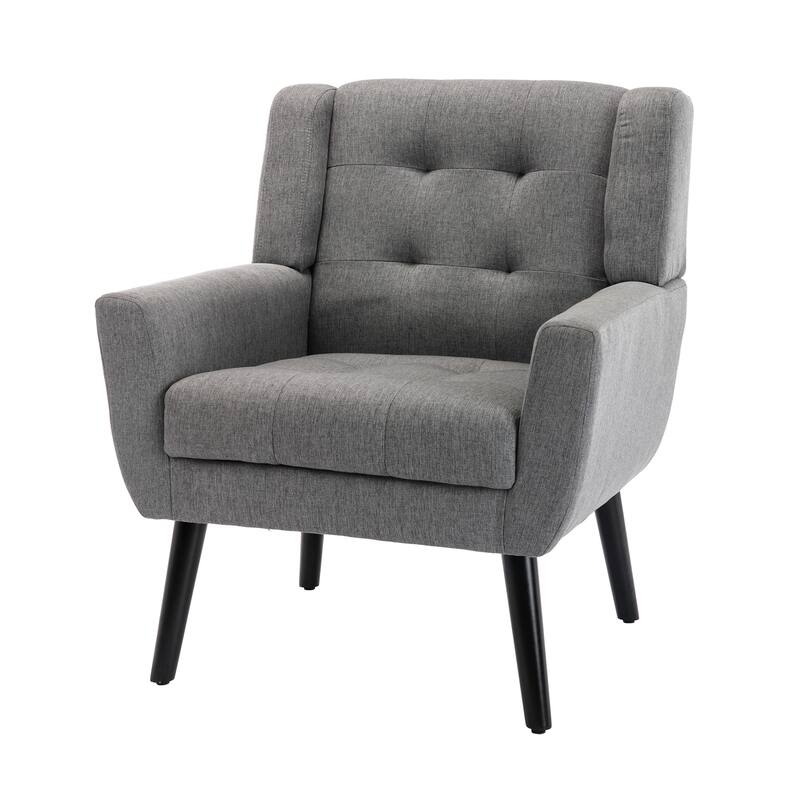 Stylish Upholstered Seating Armchair with Tapered Metal Legs, Light Gray Single Sofa Chair Accent Chair with Flared Armrests