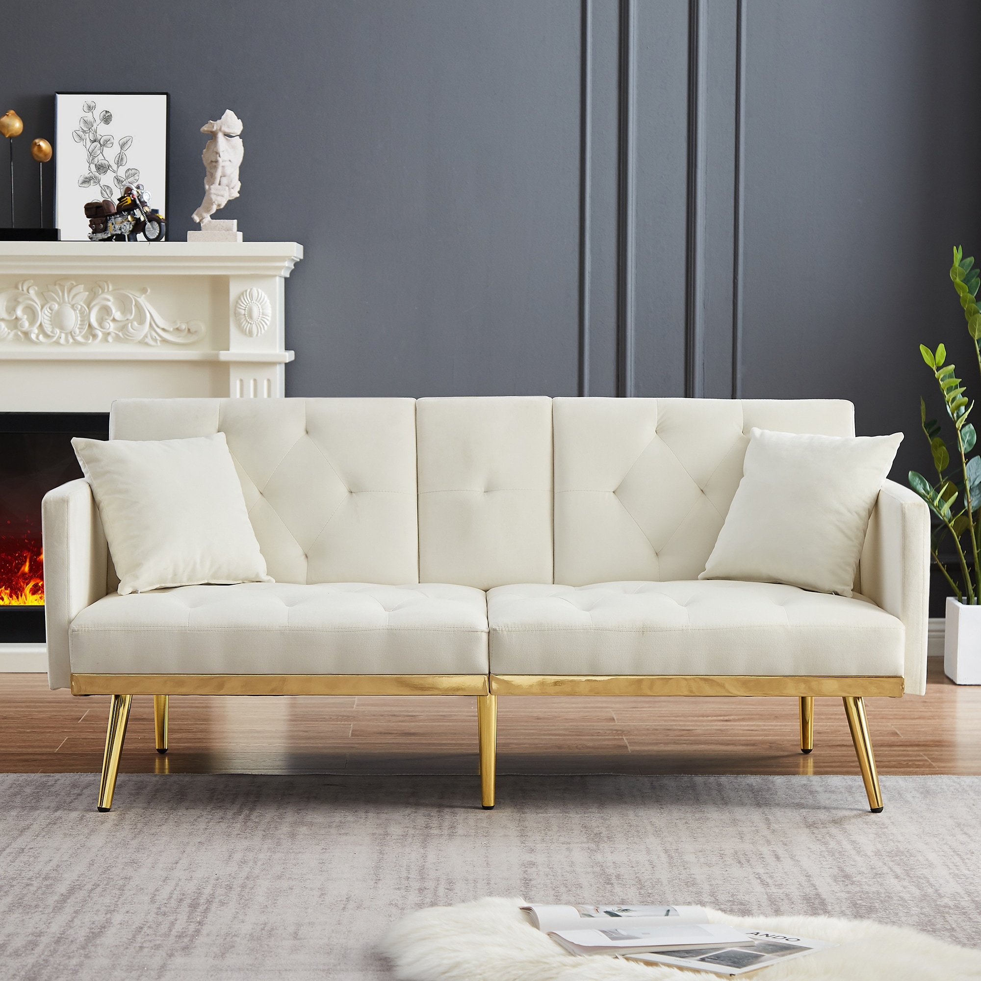 Cream sofa deals with gold legs