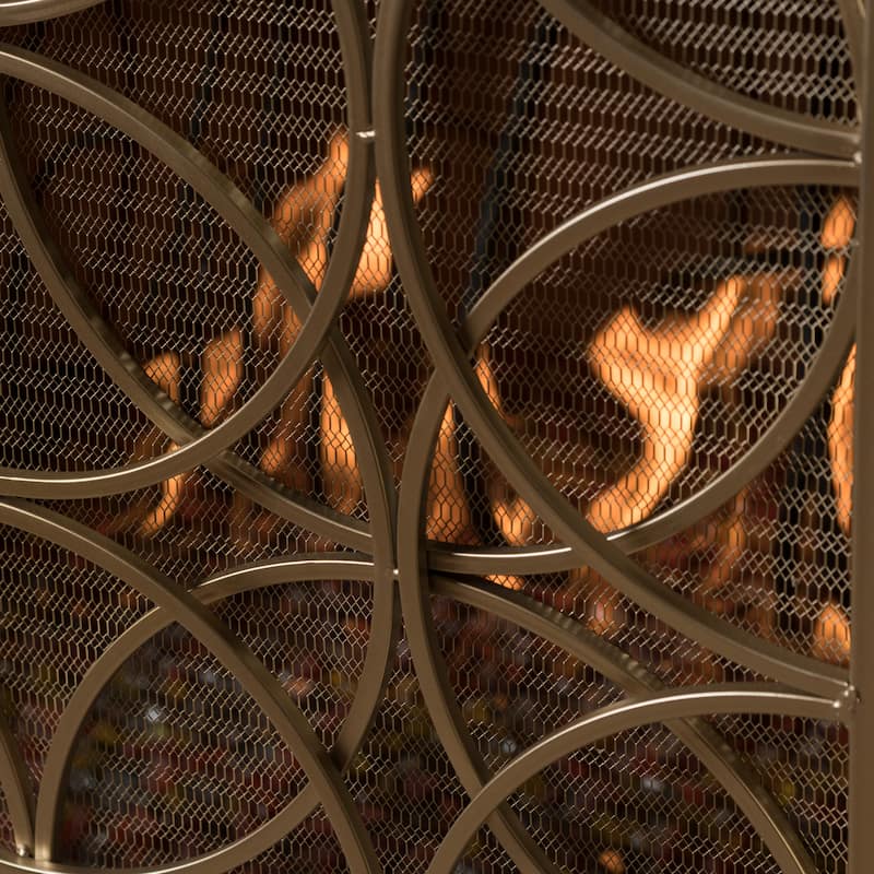 Roomfitters Modern Geometric Fireplace Screen, Single-Panel Design with Stylish Circle Patterns and Durable Mesh