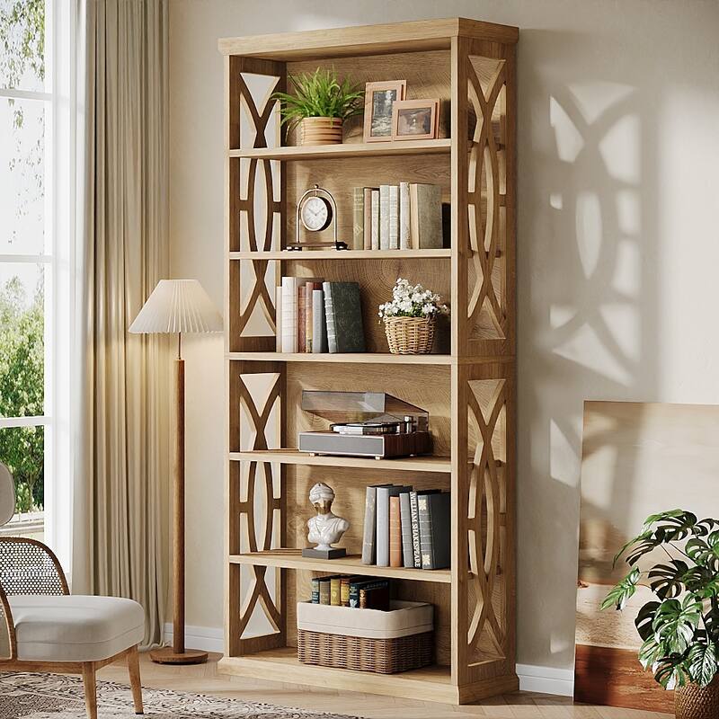 Freestanding Bookshelf, Wood Bookcase, Display Shelves Home Office Living Room Bedroom Storage