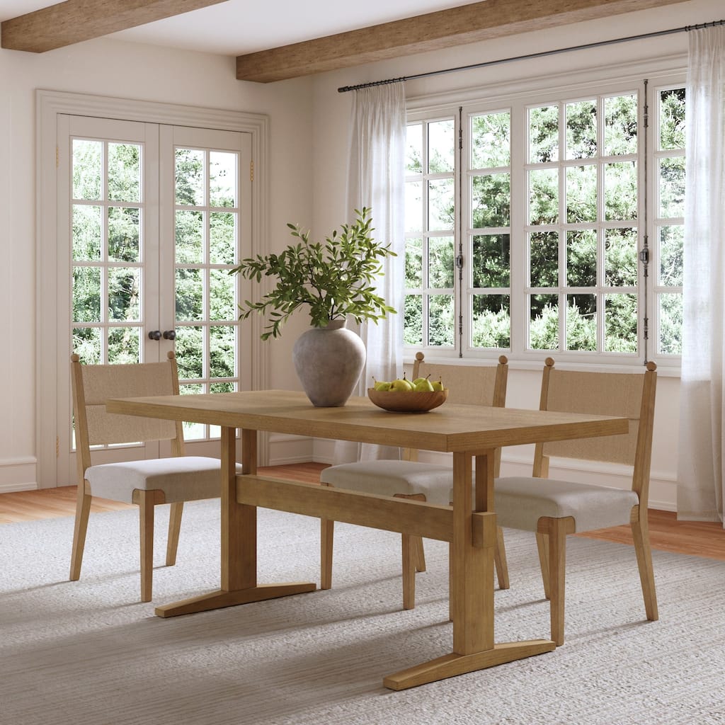 Nathan James Nicole Solid Wood Trestle Dining Table, 6-Person Dining Room Table