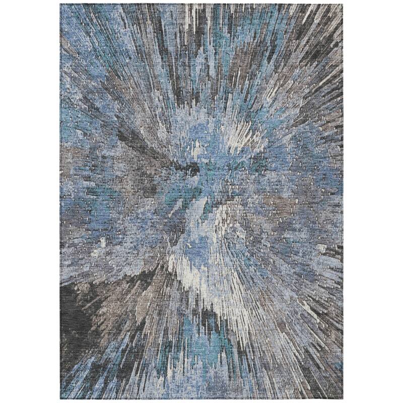 Machine Washable Indoor/ Outdoor Abstract Burst Chantille Rug