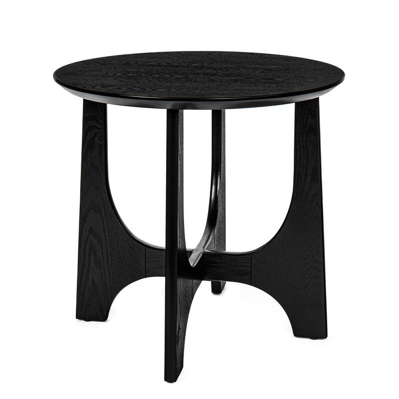 Roomfitters 25" Round End Table, Modern Black MDF Side Table, Night Stand for Living Room or Bedroom