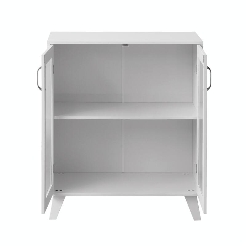 Modern Bathroom Storage Cabinet with 2 Glass Doors