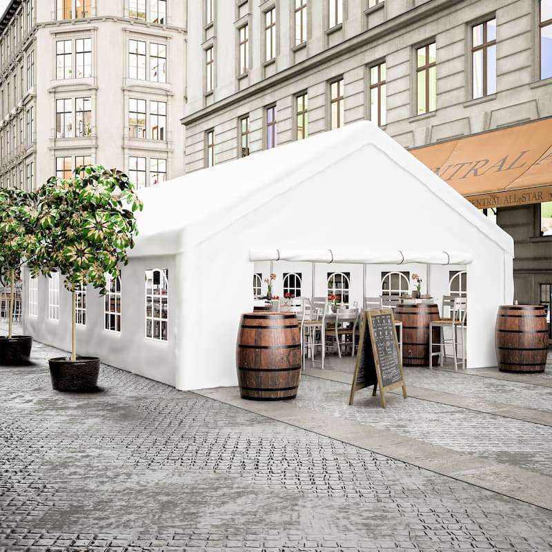 GDFStudio - Nashua Waterproof Event Protection Outdoor Gazebo Pavilion Shelter Tent - White - 20x32FT