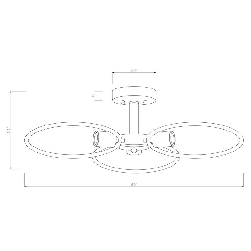 Lucina Semi Flush Mount Ceiling Light Matte Black Finish 3-Light - N/A