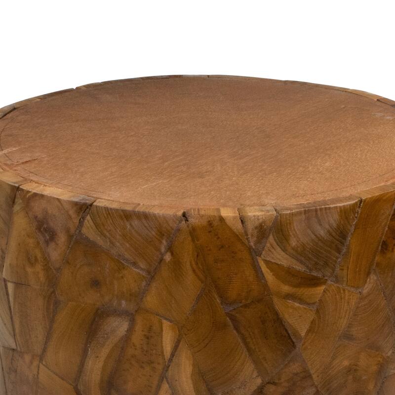 Handcrafted Chips Teak Wood Coffee Table Accent Side Table Stool