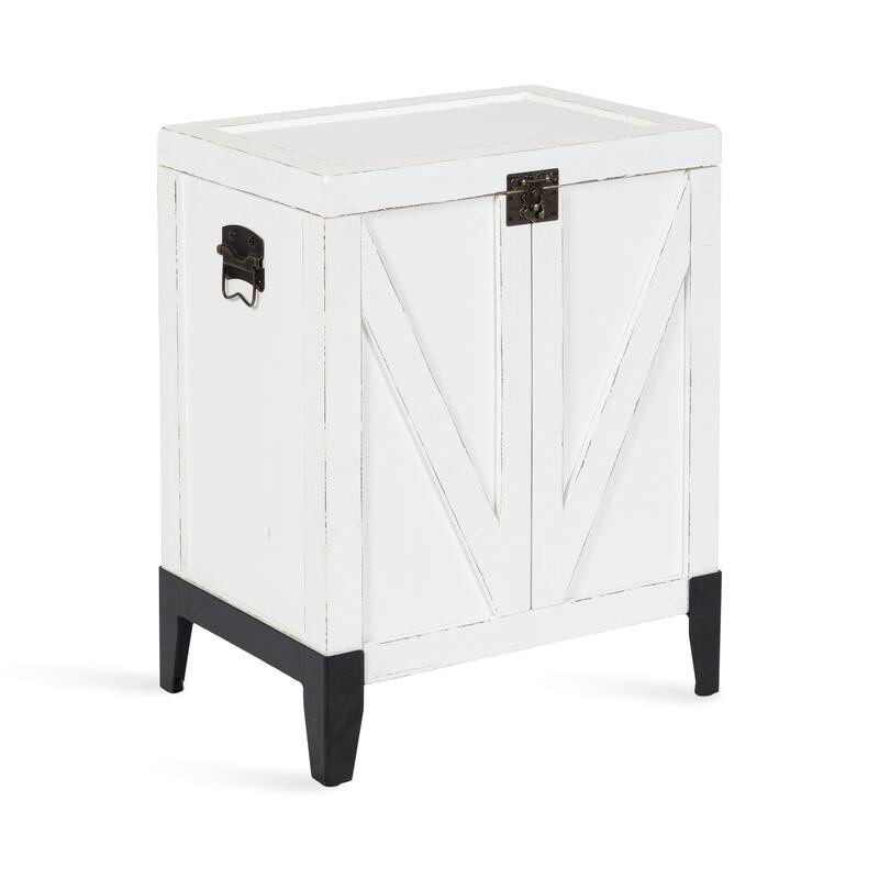 Kate and Laurel Cates Wood Side Table with Trunk Storage - 21x27x15 - 21x27x15 - White