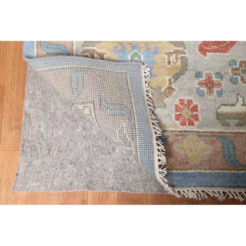 Palace Size Blue Oushak Large Area Rug Hand-Knotted Wool Carpet - 12'0" x 14'11"