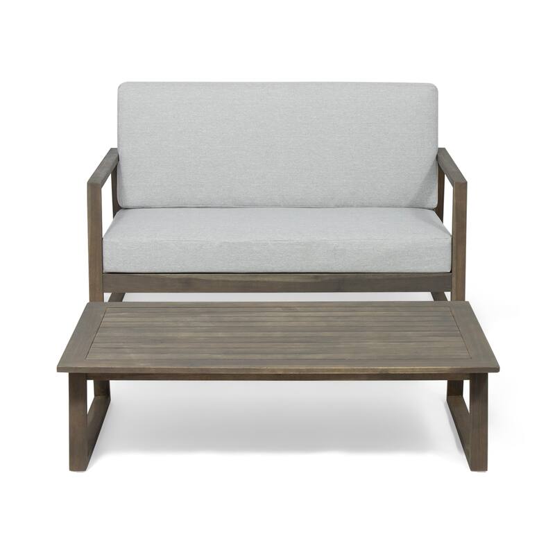 Belgian Outdoor Acacia Wood Chat Set by Christopher Knight Home