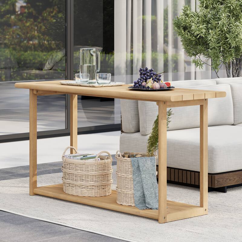Christopher Knight Home - Woodside Outdoor Solid Acacia Wood Buffet & Console Table - Light Teak