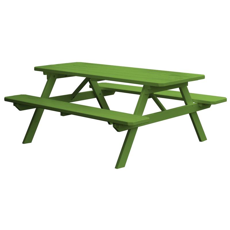Pine 8' Picnic Table with Attached Benches - Lime Green