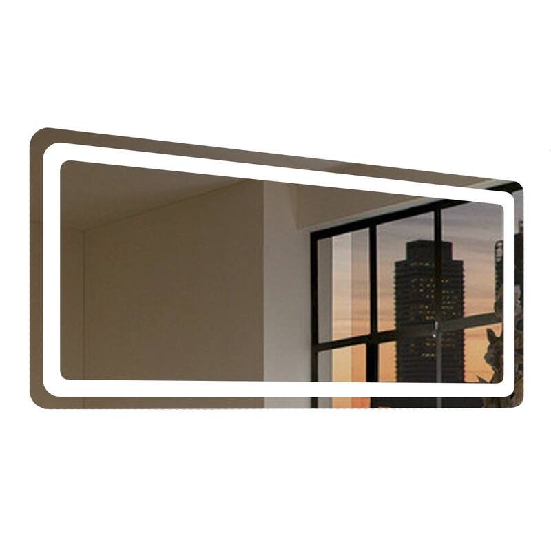 Miseno 60" W x 36" H Rectangular Frameless Wall Mounted Mirror with - Mirrored