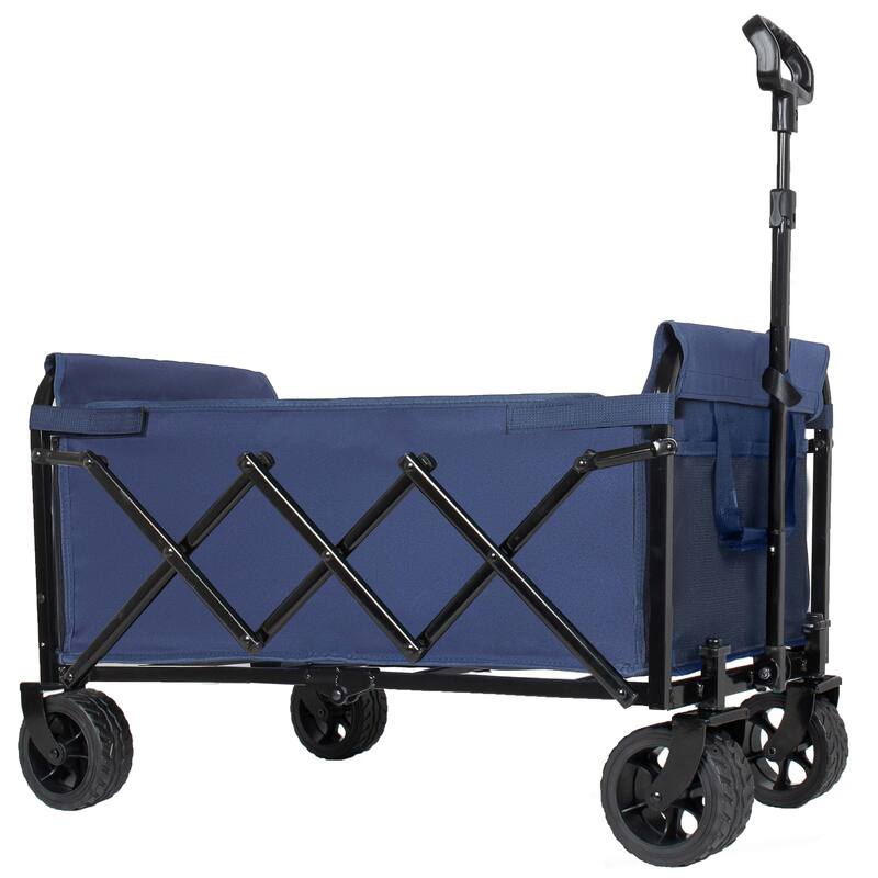 Upgraded 5*2"Wide Wheels-Expandable Dual-Layer Utility Wagon with 100% Extra Space, 220lbs Capacity Grocery Cart for Camping
