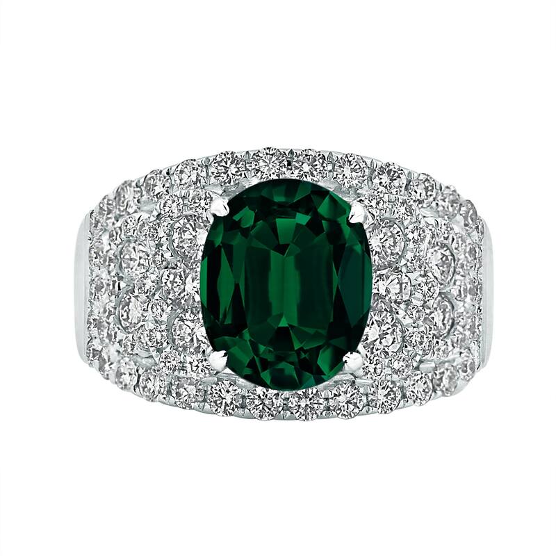 Auriya 2 1/2ct Oval Green Emerald and Diamond Ring 1 1/3ctw 18K Gold