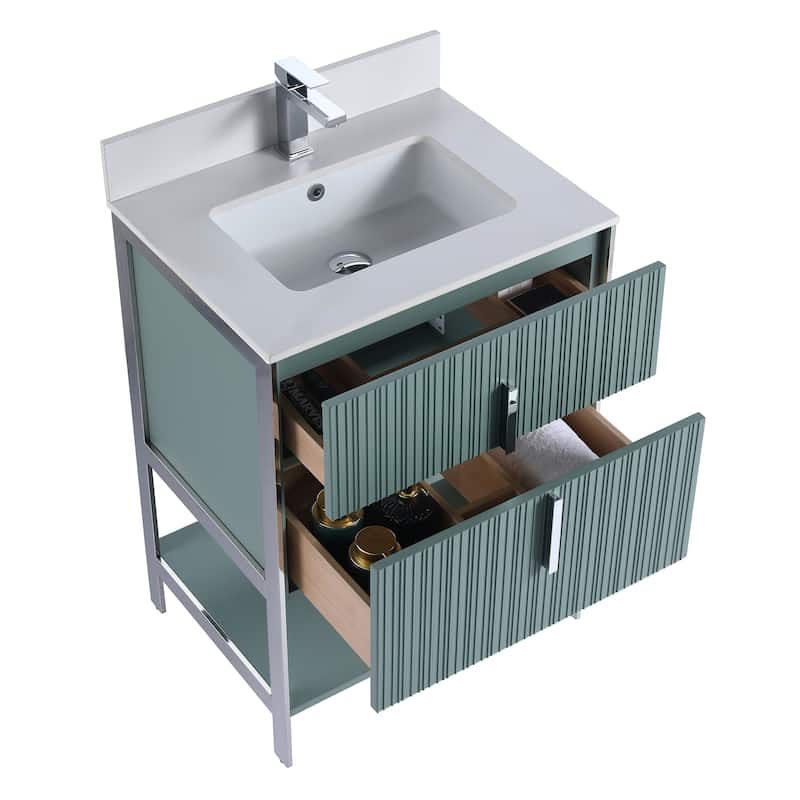 Fine Fixtures Serenity Modern Bathroom Vanity with White Stone Top