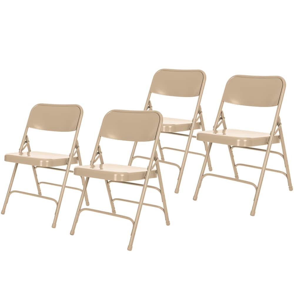Hampden Furnishings Bernadine Collection All Metal Triple Brace Folding Chair, Pack of 4