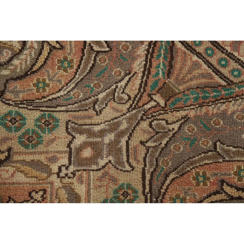 Hand Knotted Oriental 100% Wool Carpet Traditional Floral Brown Kashmar Area Rug - 12' 0'' X 9' 5''