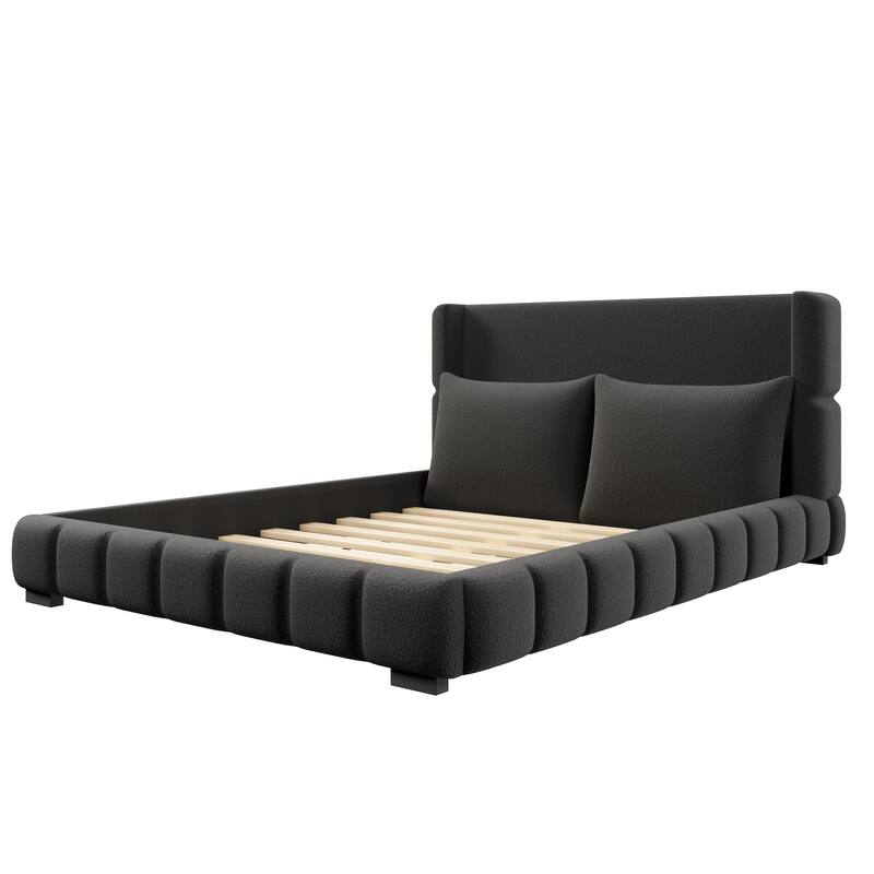 Upholstered Platform Bed with 2 Cushioned Pillows by Harper&Bright Designs