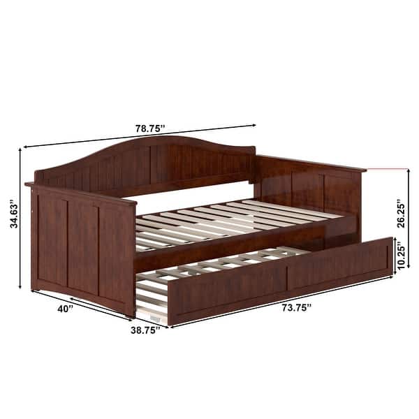 dimension image slide 3 of 4, Nantucket Twin Wood Daybed with Twin Size Trundle