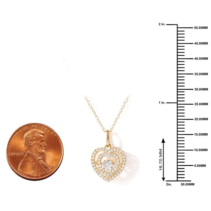 10K Yellow Gold 1/5ct TDW Diamond Heartbeat Pendant Necklace for Women