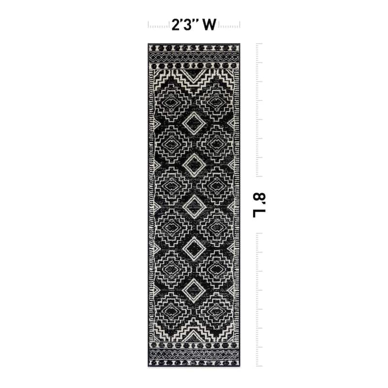 Contemporary Distressed Geometric Area Rug