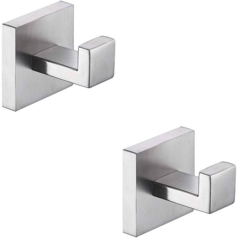 2 Pack Stainless Steel Wall Mounted Towel, Robe, Coat Hooks, Heavy Duty Wall Hooks for Bathroom and Kitchen. - Silver