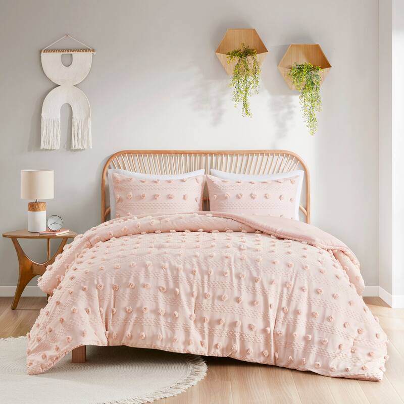 Intelligent Design Vera Clip Jacquard Comforter Set - Pink - King