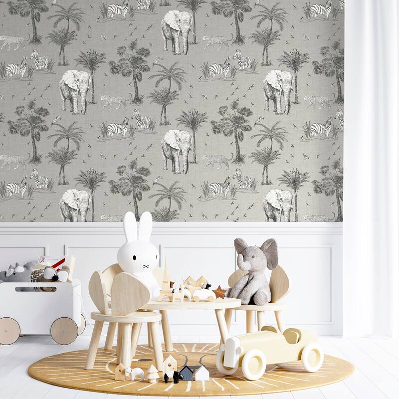 Arthouse Lionel Grey Safari Lagoon Wallpaper