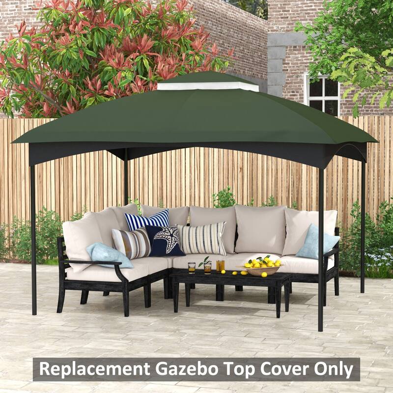 10' x 12' Two-Tier Gazebo Canopy Replacement with Drainage Holes, Green
