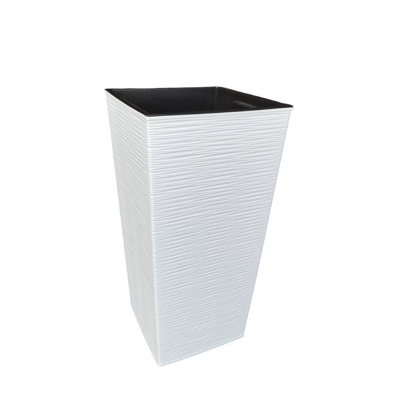 Lamela 22.4 in H Rectangular Plastic Modern Style Finezja Planter w/Removable Insert Shelf, Porch Planters, Flower Pot - White