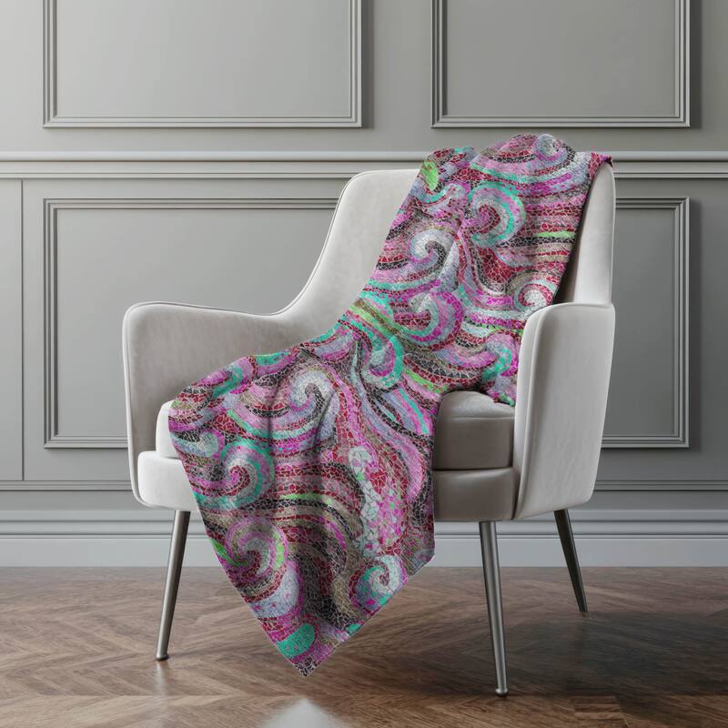 Premium Machine Washable ASB193 Mosaic Wave Sherpa Throw Blanket