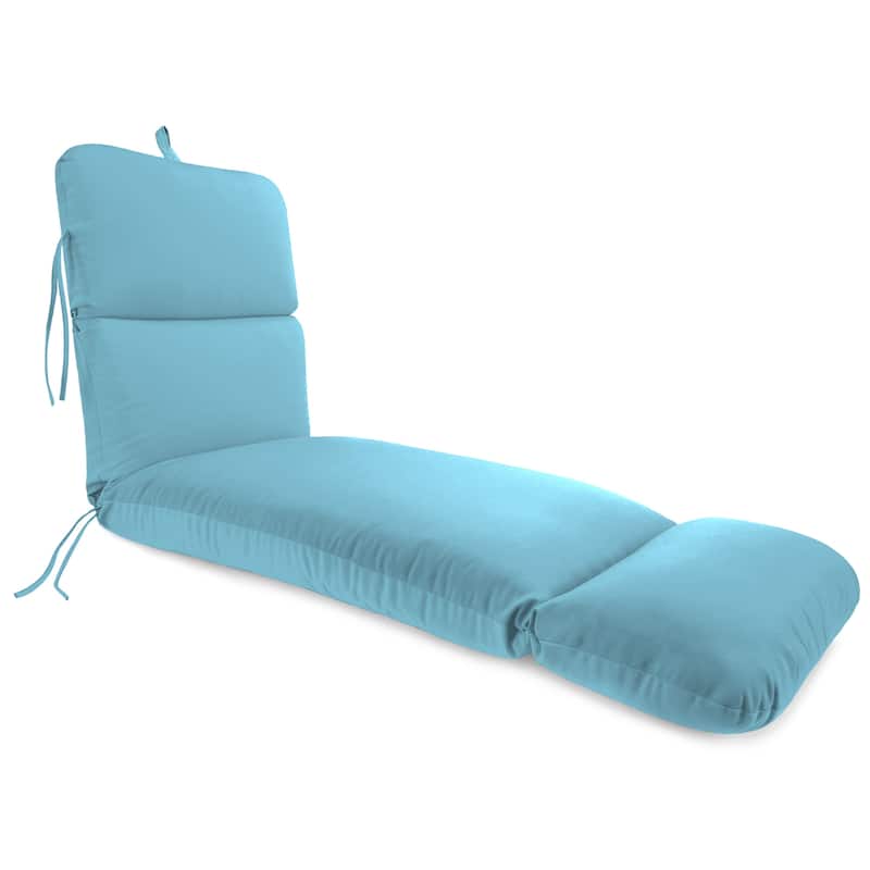 74" x 22" Outdoor Chaise Lounge Cushion with Ties and Loop - 74'' L x 22'' W x 5'' H - Canvas Light Aqua