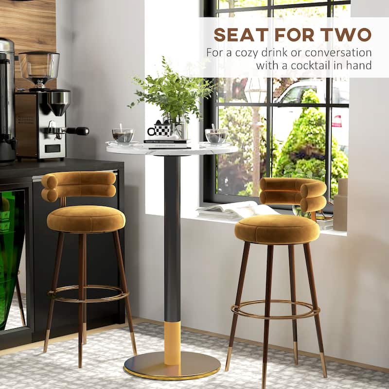Bar Table with Round Faux-marbled Top for Home Bar