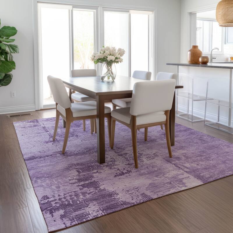 Machine Washable Indoor/ Outdoor Abstract Modern Chantille Rug