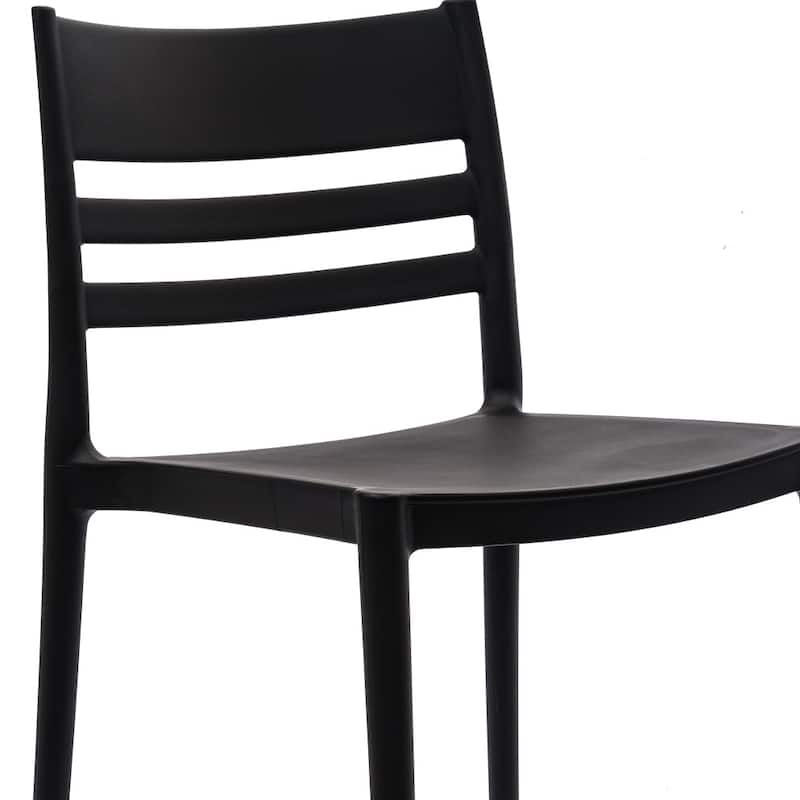 Commercial All-Weather Resin Stack Chair with Slatted Backrest-Set of 2 - 19.75"W x 20.75"D x 31.75"H
