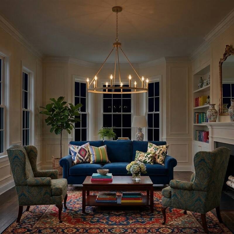 Acroma 12-light Farmhouse 40In Wagon Wheel Chandelier with UL - 40'' D x 138'' H