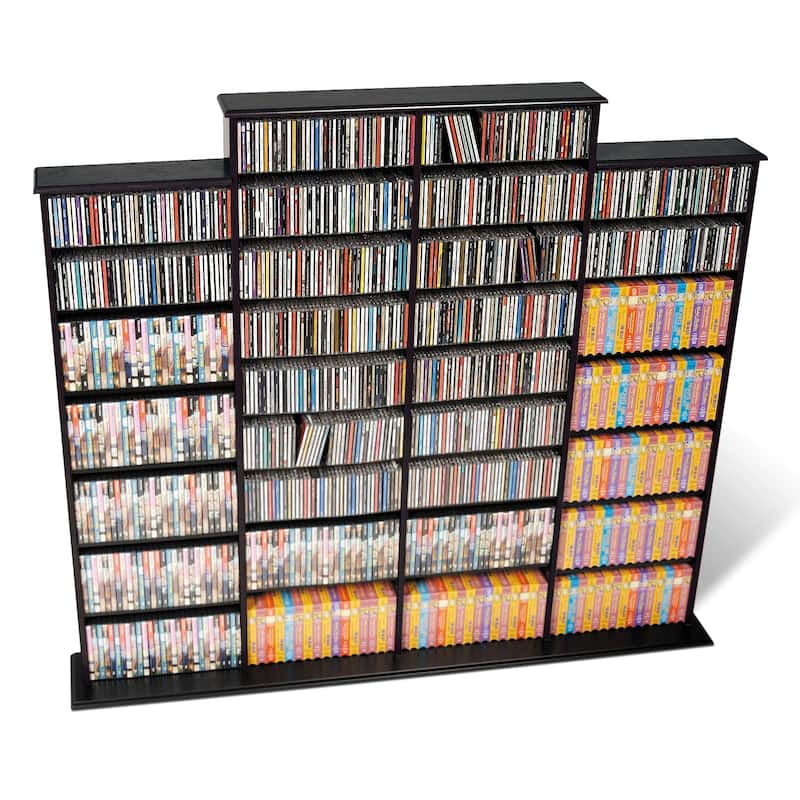 Quad Media Storage - 73.5" W x 63.75" H x 9.5" D - Black