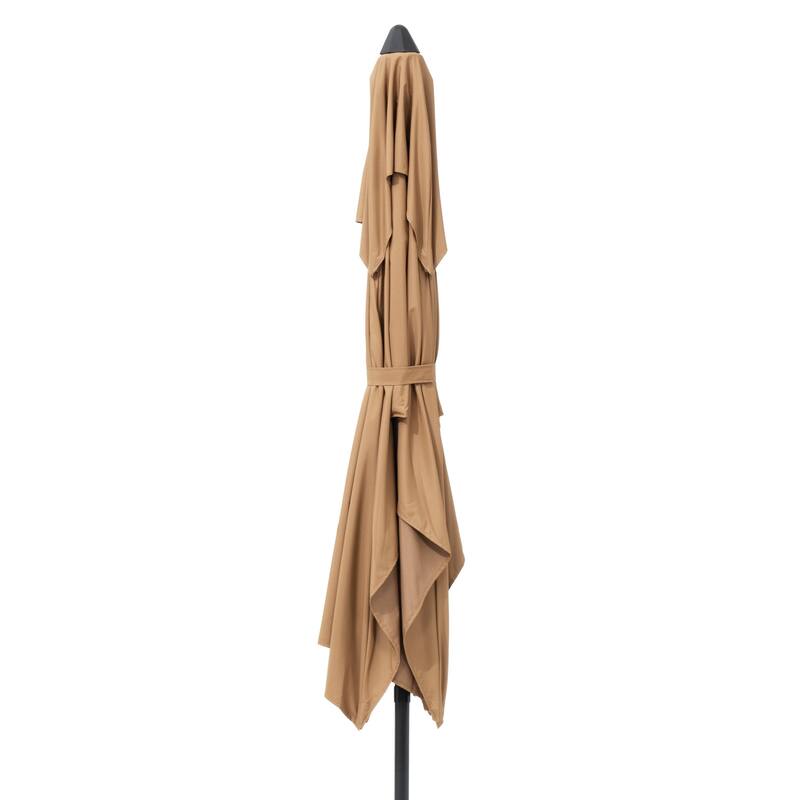 10 x 6.5 FT Rectangular Double Top Patio Market Umbrella with Tilt & Crank